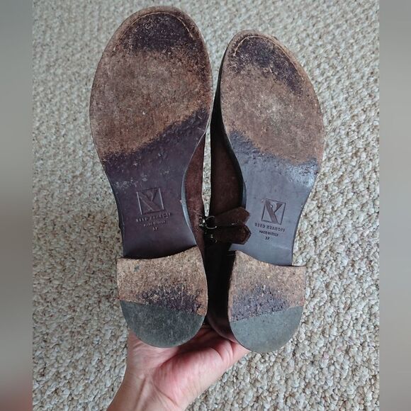 REED KRAKOFF suede brown side buckle ankle boots size 37 - Picture 11 of 12